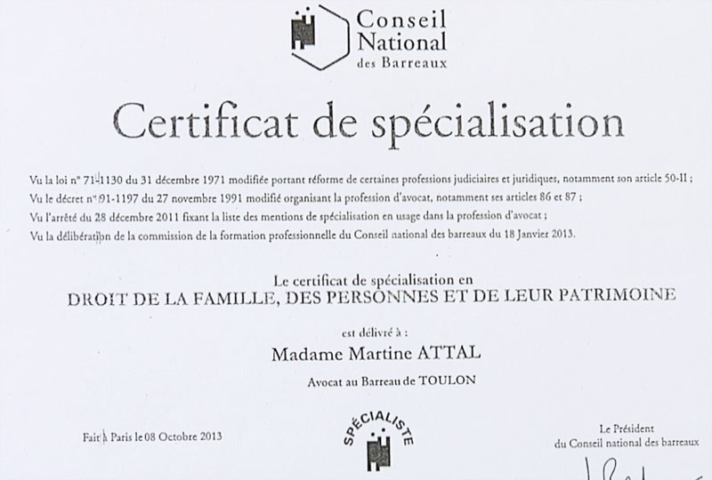 Certificat de spécialisation en droit de la famille des personnes et de leur patrimoine